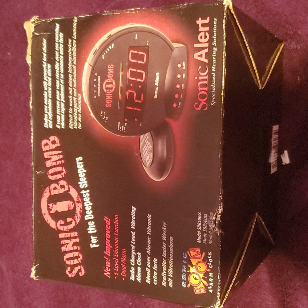 Sonic Bomb Dual Extra Loud Alarm Clock with Bed Shaker, Black | Sonic Alert